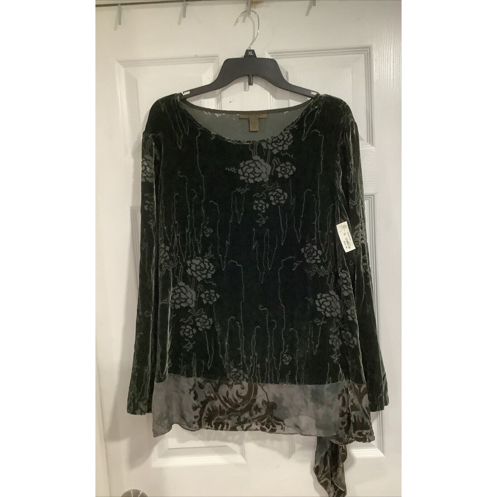 Harari Rayon/Silk Blouse And Skirt Dolman Style  Green Large $640 Retail